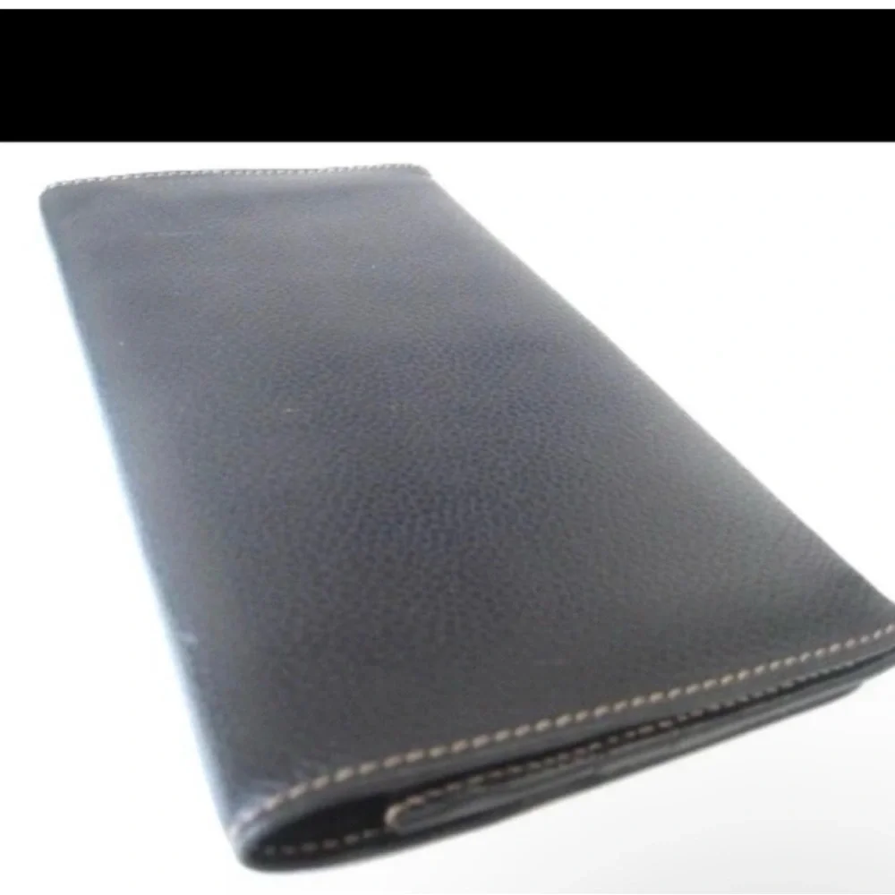 Dunhill Black Leather Continental Wallet with Gold Accent